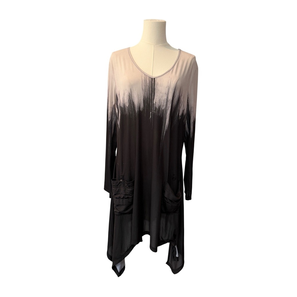 Jamie Sadock Sunsense Womens Large Ombre Asymmetric Tunic Dress Golf‎ Pickleball